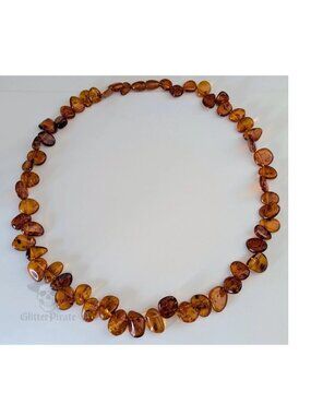 Vintage 24" Natural Lithuanian Baltic Amber Pebble Necklace | 20mm Beads | 44.8g